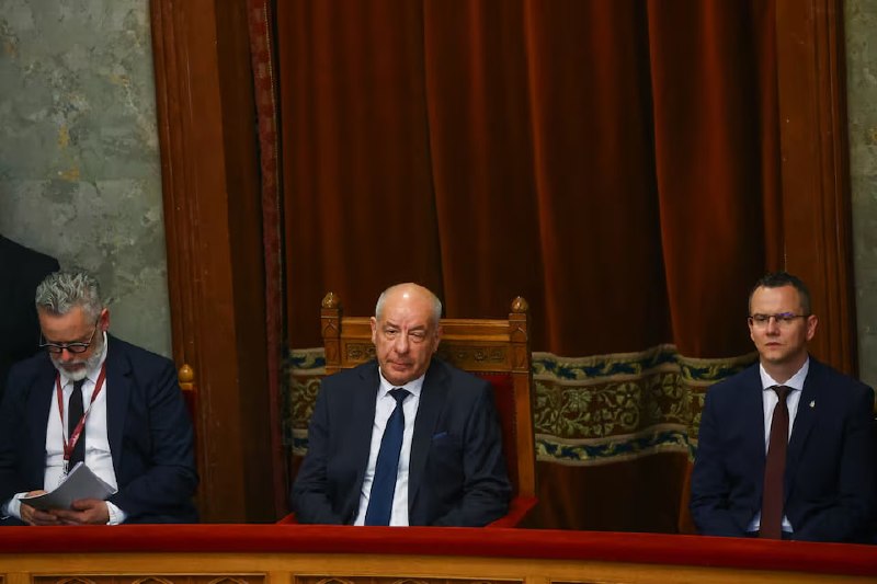Заседание парламента Венгрии, где одобрено отстранение президента Шуйока