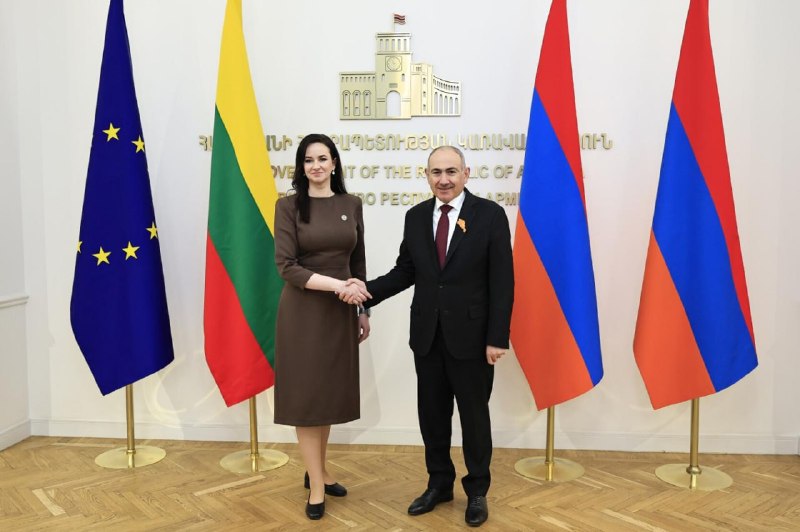 Никол Пашинян и Инга Ругинене на встрече, Спитак